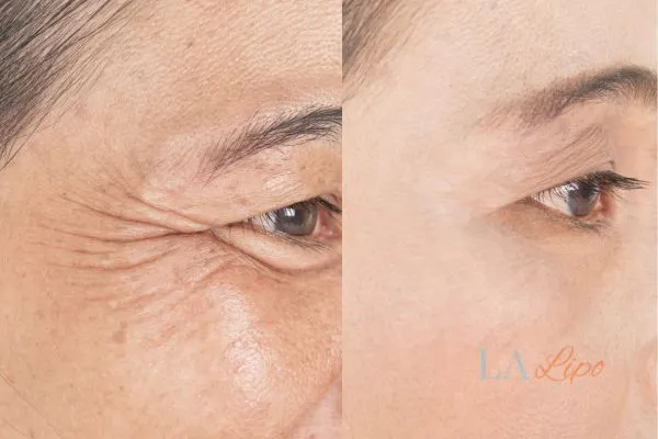 Before and after results of woman - HI-fu wrinkles reduction treatment Orpington